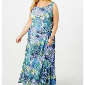 Jones Studio Floral Multi Color Tiered Ruffle Sleeveless Maxi Dress Size 8